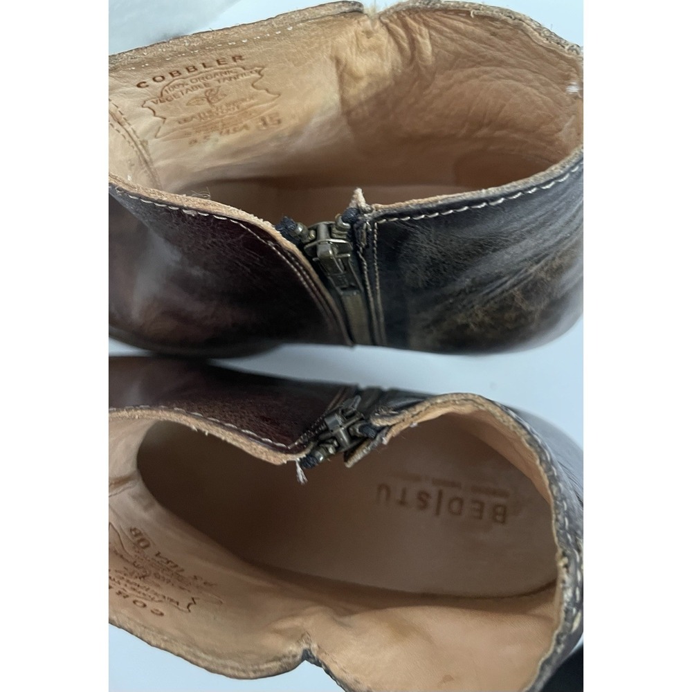 Bed-Stu Cobbler Bench Series Women 7 Brown Leather Wedge Distressed Bootie Boots - Picture 8 of 10